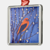 Roter Kardinal Silbernes Ornament (Links)