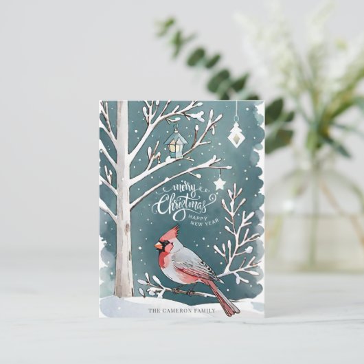 Roter Kardinal Snowy Winter Landschaft Weihnachten (Stehend Vorderseite)