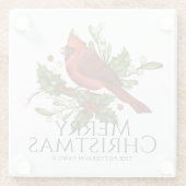 Roter Kardinal-Stechpalme-Weihnachts-Geschenk mit Glasuntersetzer (Rückseite)