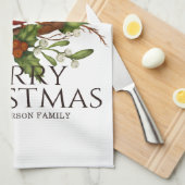Roter Kardinal Stechpalme Weihnachtsküche Geschenk Geschirrtuch (Viertel Falte)