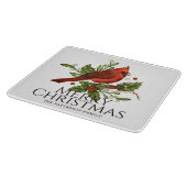 Roter Kardinal-Stechpalmen-Weihnachts-Geschenk mit Schneidebrett (Ecke)