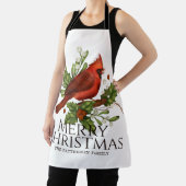 Roter Kardinal-Stechpalmen-Weihnachts-Geschenk mit Schürze (InSitu)