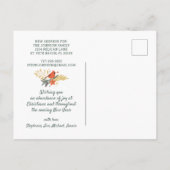 Roter Kardinal Strawberry Weihnachtsfeiertag Ankündigungspostkarte (Rückseite)