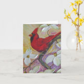 Roter Kardinal u. weiße Karte (Gelbe Blume)