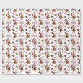 Roter Kardinal über das Christliche Kreuz Geschenkpapier (Flach)