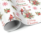 Roter Kardinal über das Christliche Kreuz Geschenkpapier (Rolleneckpunkt)
