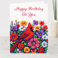 Roter Kardinal und Blume Personalisiert Geburtstag