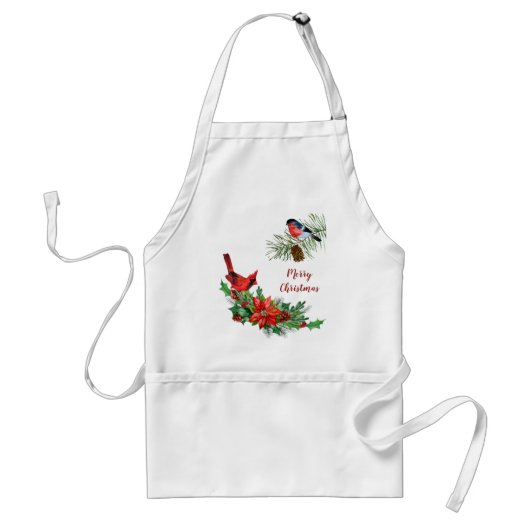 Roter Kardinal und Bullfinch Bird Holiday Schürze (Vorne)