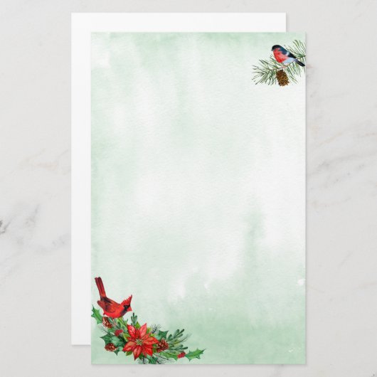 Roter Kardinal und Bullfinch Bird Holiday Stationi Briefpapier (Vorne/Hinten)