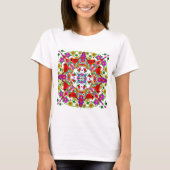 Roter Kardinal und farbenfrohe Blume Mandala T-Shirt (Vorderseite)