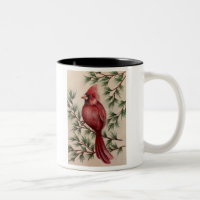 Roter Kardinal und Kiefern-Zweifarben-Kaffeetasse