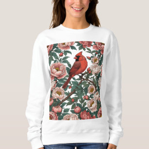 Roter Kardinal und Pfingstrosengarten Sweatshirt