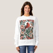 Roter Kardinal und Pfingstrosengarten Sweatshirt (Vorne ganz)
