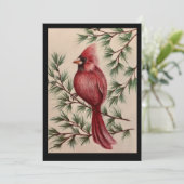 Roter Kardinal und Pinien Dankeskarte (Stehend Vorderseite)