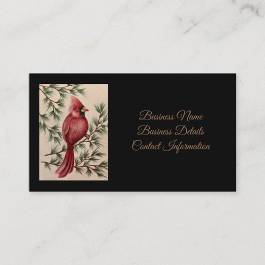 Roter Kardinal und Pinien Visitenkarte (Vorderseite)