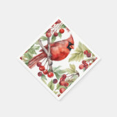 Roter Kardinal und Red Berry Branch Weihnachten Serviette (Ecke)