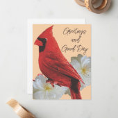 Roter Kardinal und Rosen Mitteilungskarte (Vorderseite/Rückseite Beispiel)