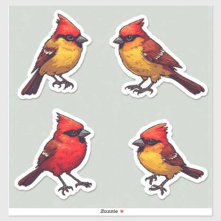 Roter Kardinal und Singvogel Set für Scrapbooking- Aufkleber