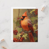 Roter Kardinal und Waldbeeren Karte (Vorderseite/Rückseite Beispiel)