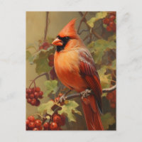 Roter Kardinal und Waldbeeren