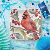 Roter Kardinal und wilde Berries Weihnachten Pappteller (Party)