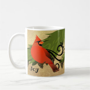 Roter Kardinal-Vogel-Feiertags-Weihnachtsbecher Kaffeetasse