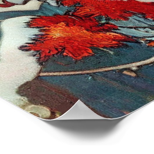 Roter Kardinal Vogel im Schnee Poster (Ecke)