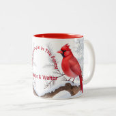Roter Kardinal-Vogel-Individuelle Name und Text au Zweifarbige Tasse (VorderseiteRechts)