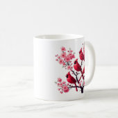 Roter Kardinal Vögel Rosa Kirsche Blossom Tree Bir Kaffeetasse (VorderseiteRechts)