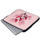 Roter Kardinal Vögel Rosa Kirsche Blossom Tree Bir Laptopschutzhülle (Vorne Knopf)
