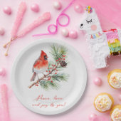 Roter Kardinal-Vogel Weihnachten Papier-Teller Pappteller (Party)