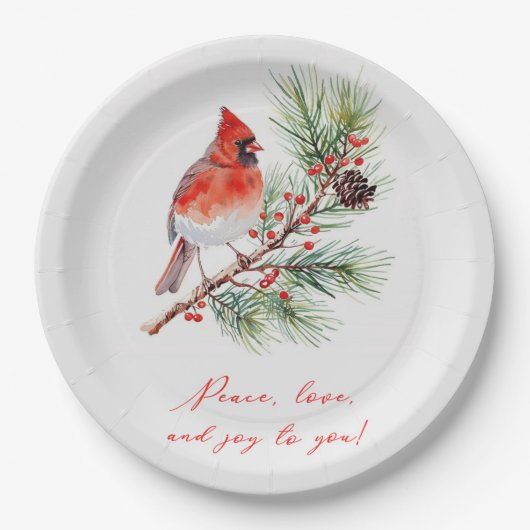 Roter Kardinal-Vogel Weihnachten Papier-Teller Pappteller (Vorderseite)