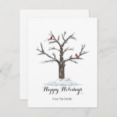 Roter Kardinal Vögel Winterbaum Weihnachten (Vorne/Hinten)