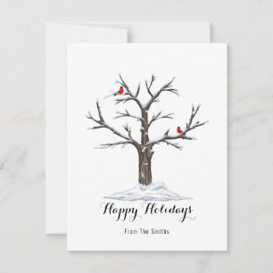 Roter Kardinal Vögel Winterbaum Weihnachten