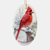 Roter Kardinal Vogelgesang auf einem Baum im Schne Keramik Ornament (Rechts)