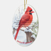 Roter Kardinal Vogelgesang auf einem Baum im Schne Keramik Ornament (Links)