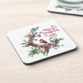 Roter Kardinal Vogelrege Getränkeuntersetzer (Linke Seite)