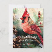 Roter Kardinal von unserem Haus zu Ihren Einladung (Vorderseite)