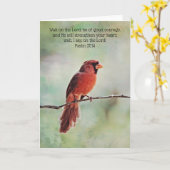 Roter Kardinal Warten Scripture Card Psalm 27:4 Karte (Gelbe Blume)