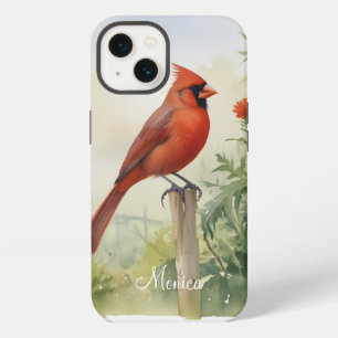 Roter Kardinal Wasserfarbe Namen personalisieren iPhone 13 Hülle