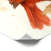 Roter Kardinal Wasserfarbenportrait Poster (Ecke)