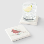 Roter Kardinal Watercolor Kunst, Dichtung und Musi Steinuntersetzer (Seitenansicht)