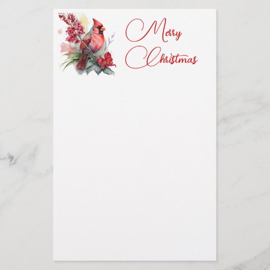 Roter Kardinal Weihnachten Briefpapier (Vorderseite)