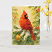 Roter Kardinal Weihnachten Karte (Gelbe Blume)