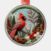 Roter Kardinal Weihnachten Ornament Aus Metall (Vorne)