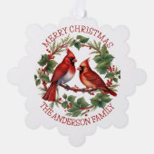 Roter Kardinal Weihnachten Ornament Karte (Vorderseite)