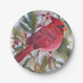 Roter Kardinal Weihnachten Pappteller (Vorderseite)