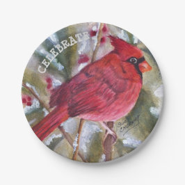 Roter Kardinal Weihnachten Pappteller