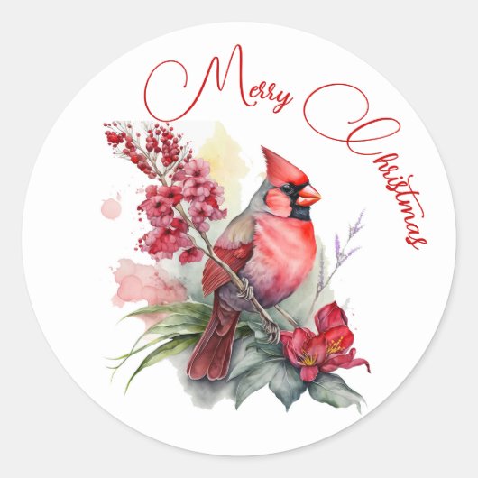 Roter Kardinal Weihnachten Runder Aufkleber (Vorderseite)
