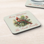 Roter Kardinal Weihnachten Untersetzer aus Kunstst (Linke Seite)